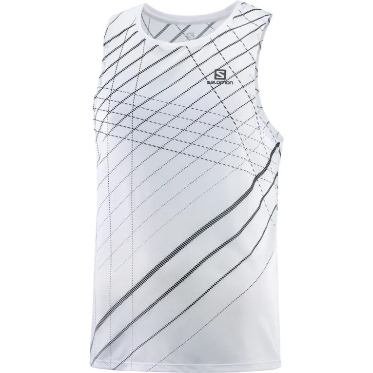 White / Black Salomon Sense Aero Singlet Men's Tanks | PH 83254T